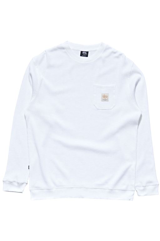 Stussy Mens Workwear Waffle Crew Sweaters White - RAIKU9138